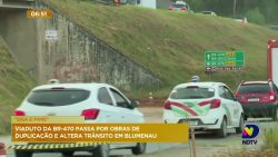 obras-em-viaduto-da-br-470,-no-bairro-fortaleza,-em-blumenau,-deixa-o-trafego-lento-na-regiao