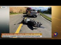 motociclista-gravemente-ferido-em-orleans:-bombeiros-resgatam-vitima-e-encaminham-para-hospital