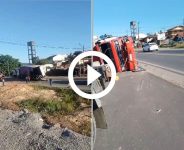 video:-caminhoes-se-envolvem-em-acidente-na-br-470-em-blumenau-e-longas-filas-se-formam